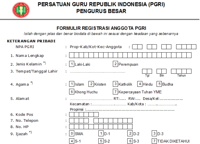 Pendaftaran PGRI Lampung Barat - Persatuan Guru Republik Indonesia Cabang Lampung Barat